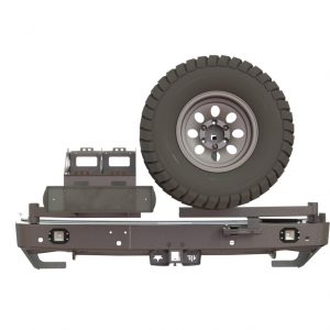 Бампер силовой задний Nissan Patrol Y62 2014-2019 квадрат, калитка справа, канистры слева и справа, птф