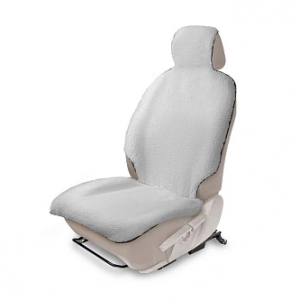 Меховая накидка на сиденье автомобиля с подголовником, AutoFlex, 1 шт. цвет белый.
