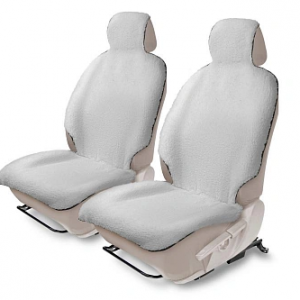 Меховая накидка на сиденье автомобиля с подголовником, AutoFlex, 2 шт. цвет белый.